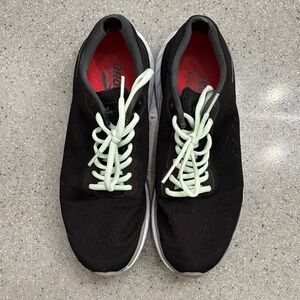 Hoka One One Cavu 2 Black Athletic Shoes with Mint green Laces